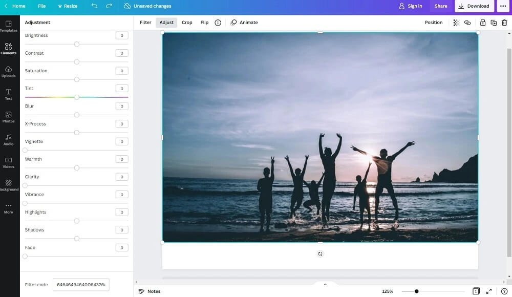 canva Interface
