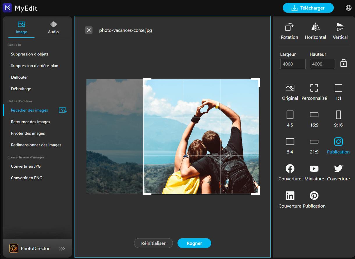 MyEdit - Meilleur site pour rogner une image en ligne gratuitement