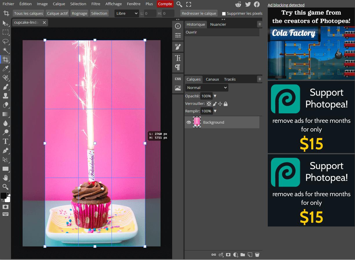 Photopea - Rogner une image en ligne avec cette superbe alternative à Photoshop