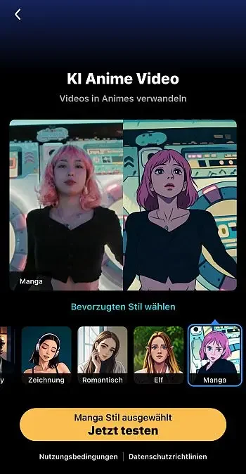 KI-Anime-Video generiert aus Videoclips Cartoons