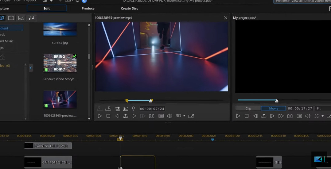 A view of the user interface of PowerDirector editing software