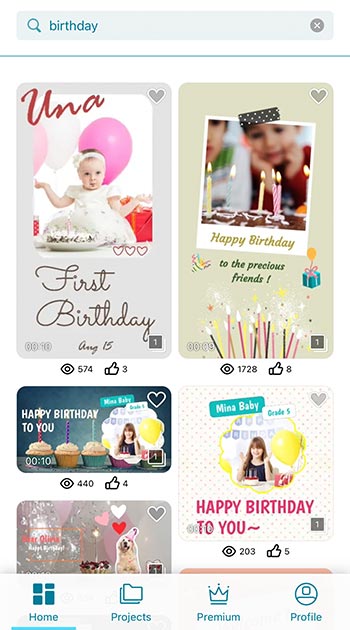 Search “Birthday” in the App and Edit