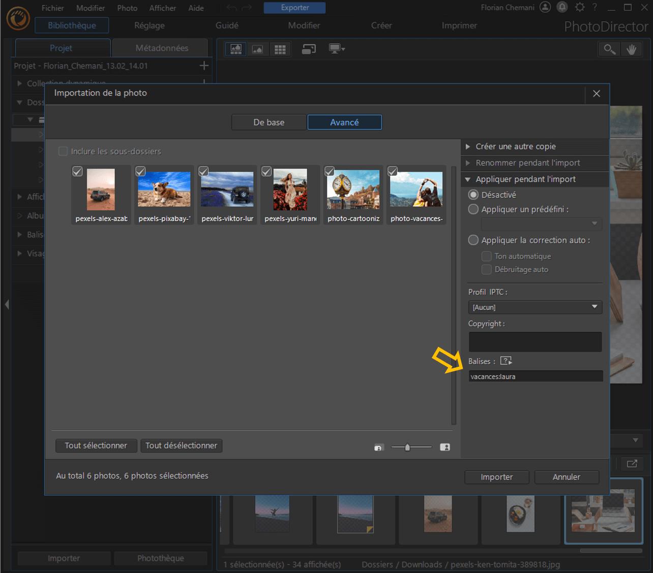 PhotoDirector - Organiser des images