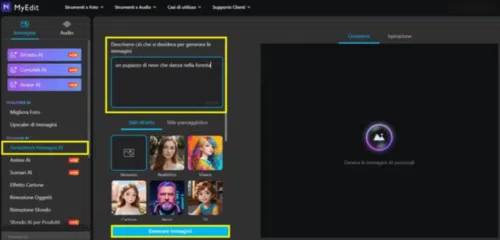 MyEdit - creare immagini AI da testi online
