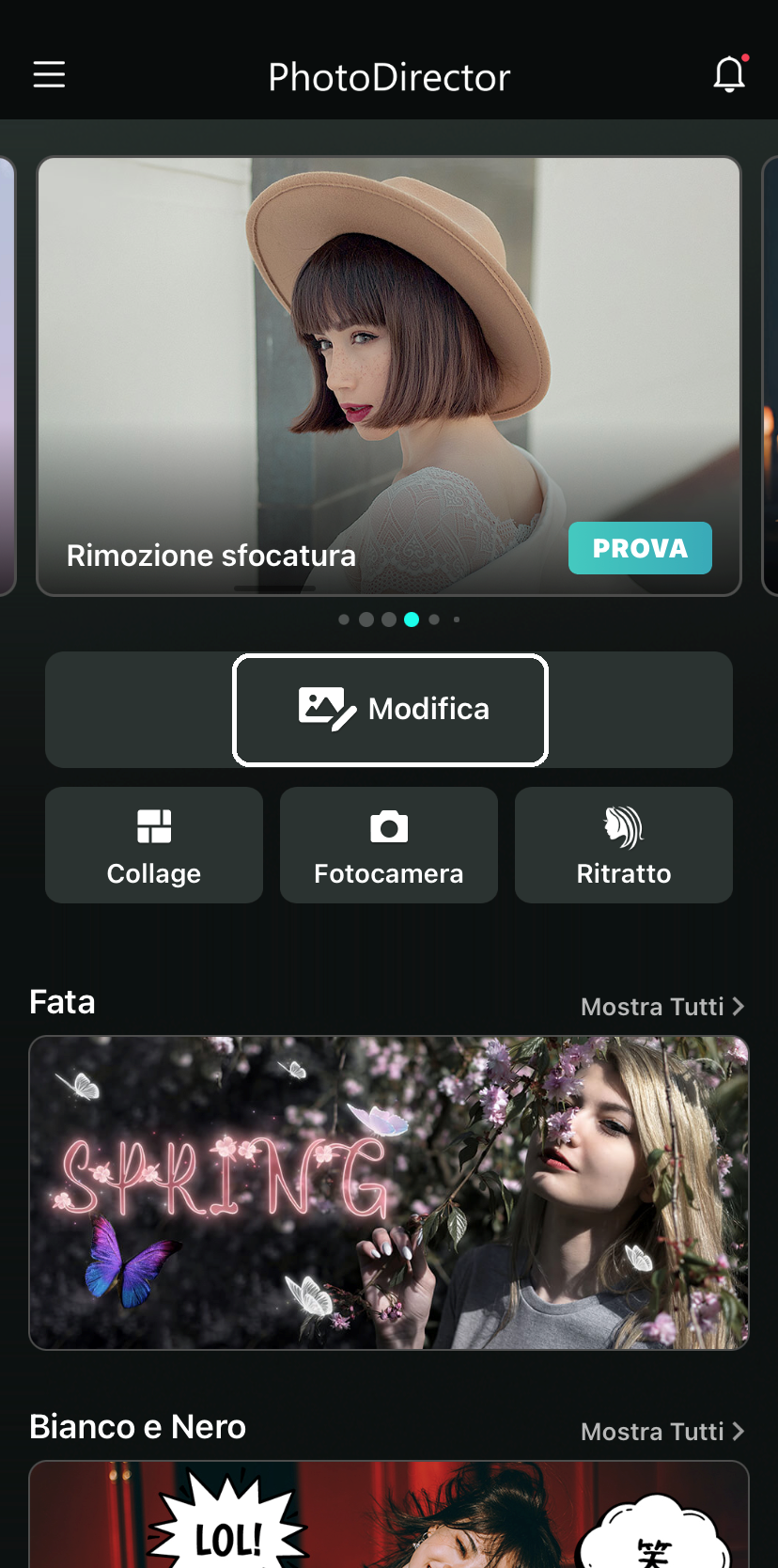 Avvia l'applicazione e tocca Modifica