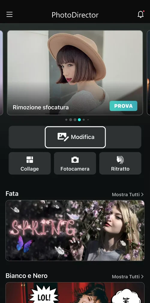Avvia l'applicazione e tocca Modifica