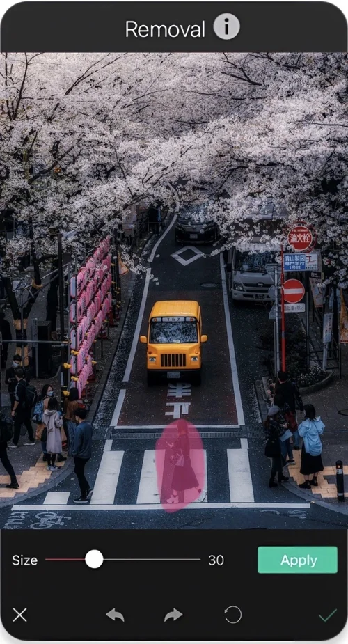 YouCam Perfect Interface - Application pour effacer des objets et personnes sur une photo