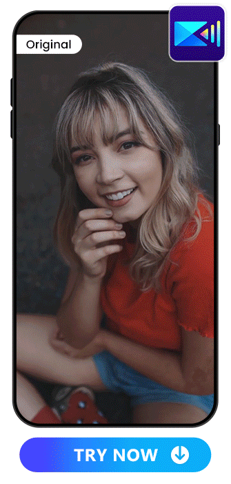 example of converting a woman's video into cartoon and anime style with effects