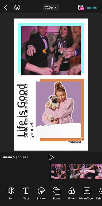 Video-Collage mit Photo Grid