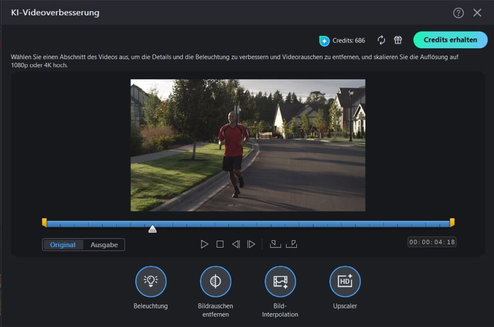 Videos mit KI hochskalieren und schärfen