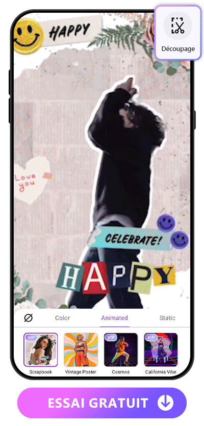 Vivid Glam - Meilleure appli gratuite de montage vidéo pour enlever le fond d'une vidéo