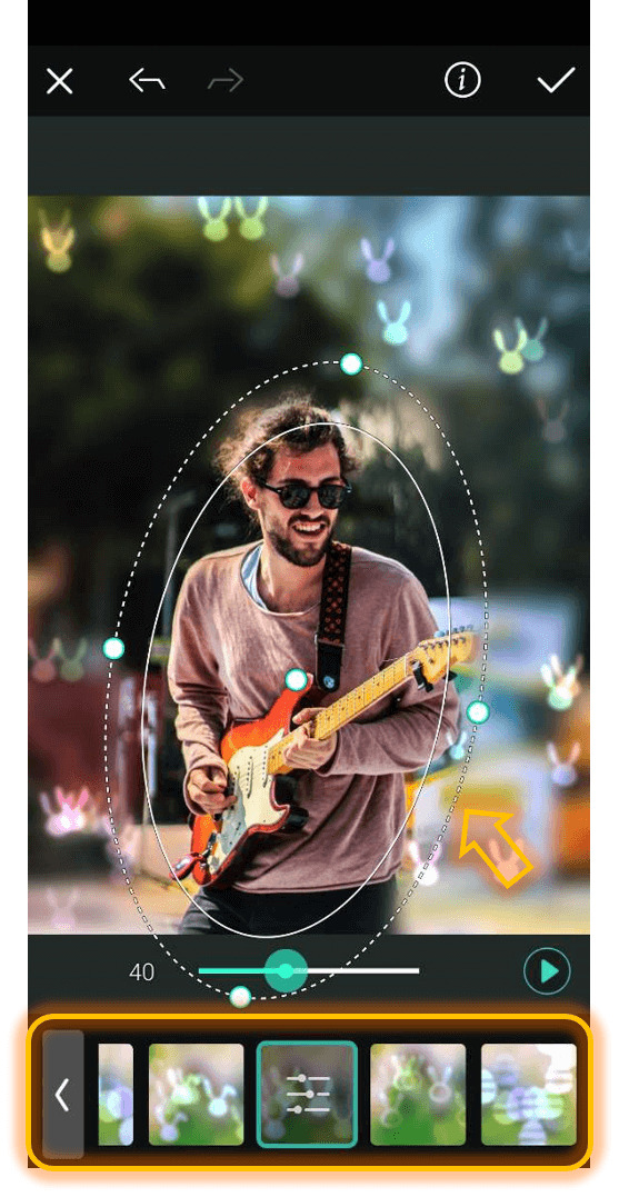 PhotoDirector - Flouter l'arrière-plan d'une photo avec effet Bokeh Etape 3