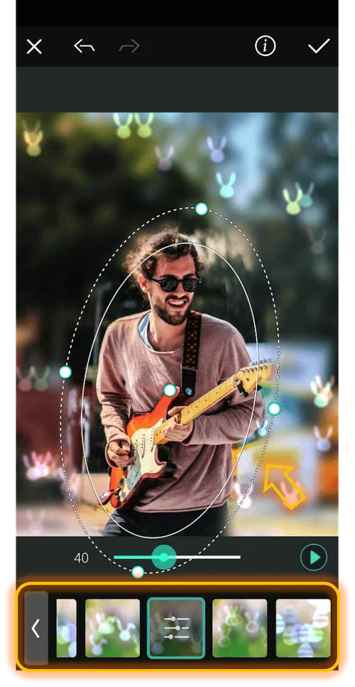 PhotoDirector - Flouter l'arrière-plan d'une photo avec effet Bokeh Etape 3