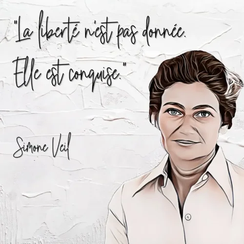 Image avec citation de Simone Veil pour le 14 juillet - fête nationale francaise