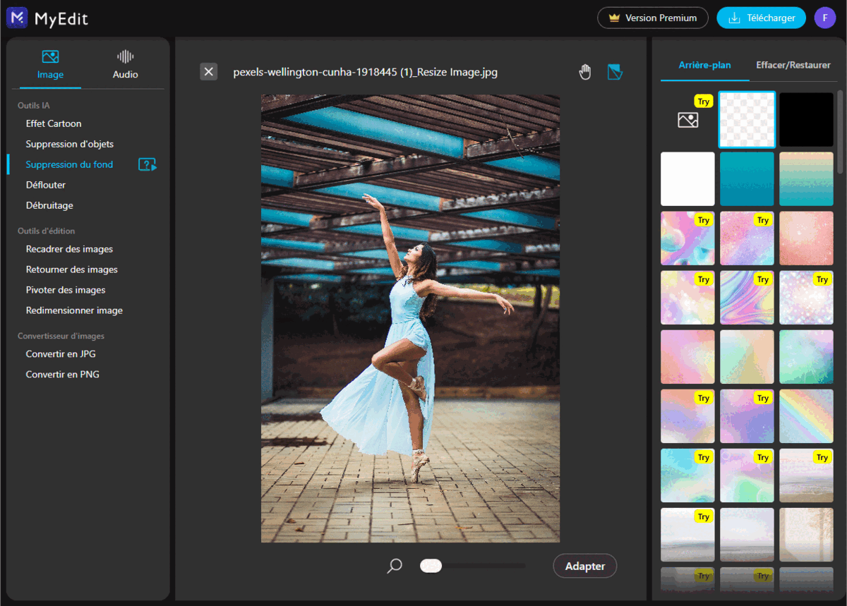 MyEdit - Supprimer le fond d'une image en ligne