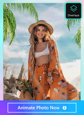 A woman applying overlay effect using PhotoDirector