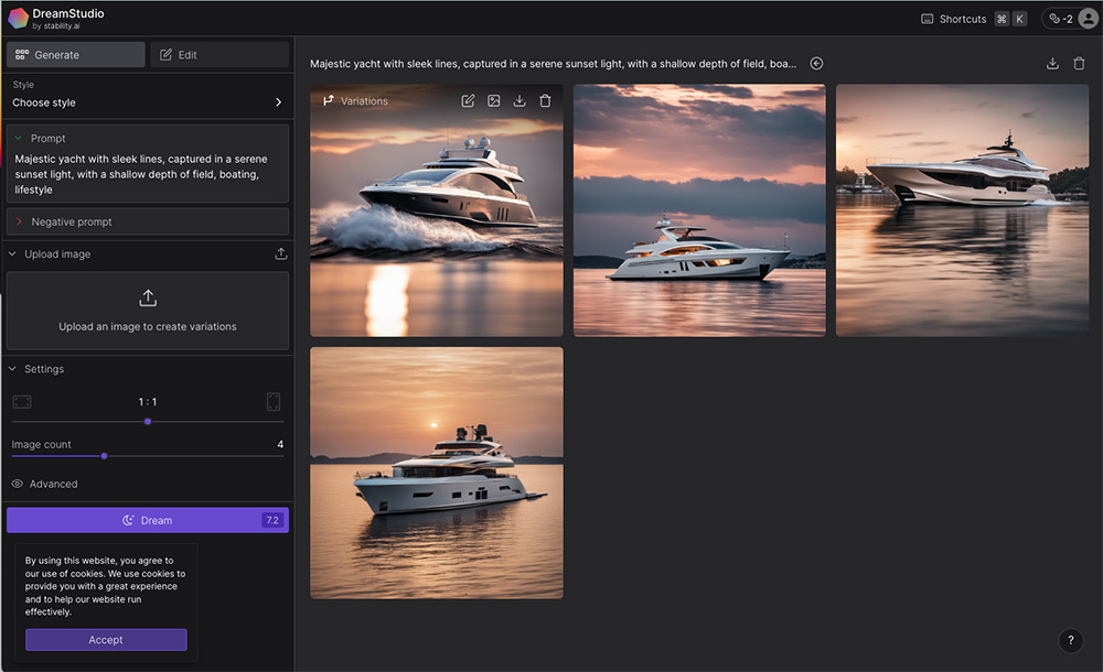 DreamStudio Interface