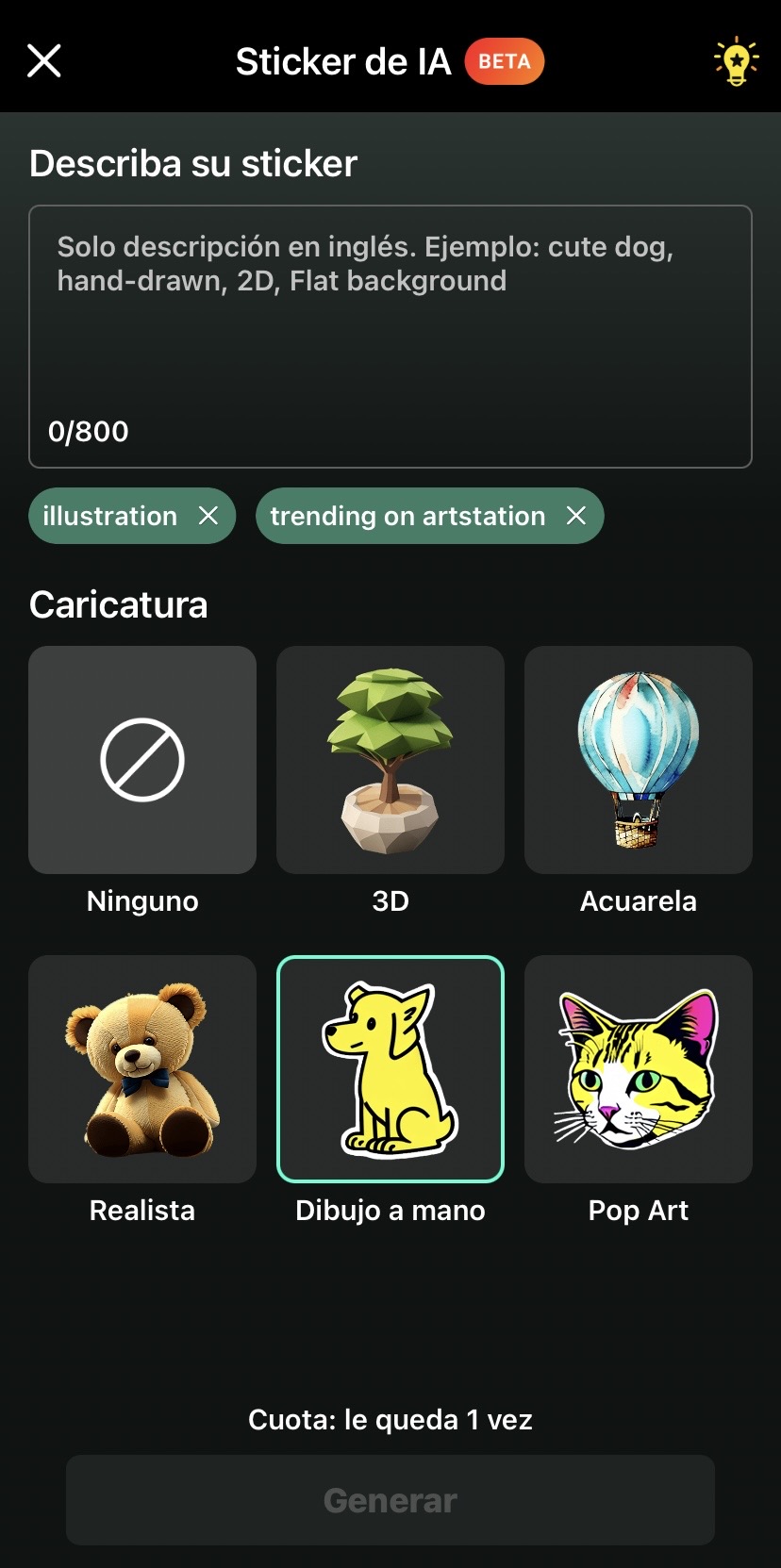 Haz stickers para WhatsApp basados en prompts de texto