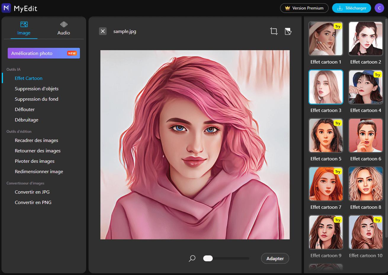 MyEdit - Appliquer un effet cartoon en ligne