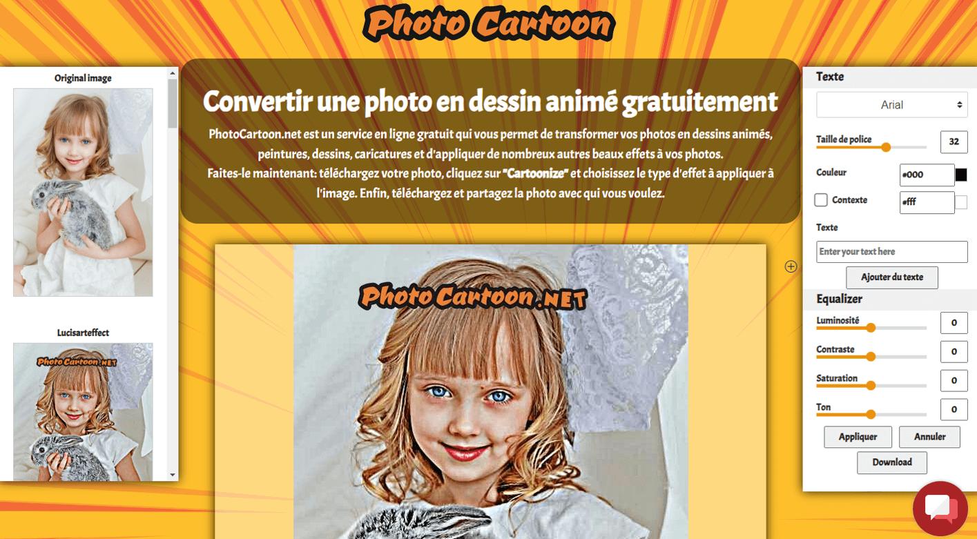 PhotoCartoon.net - Effet Cartoon en ligne pour ajouter du texte par la même occasion