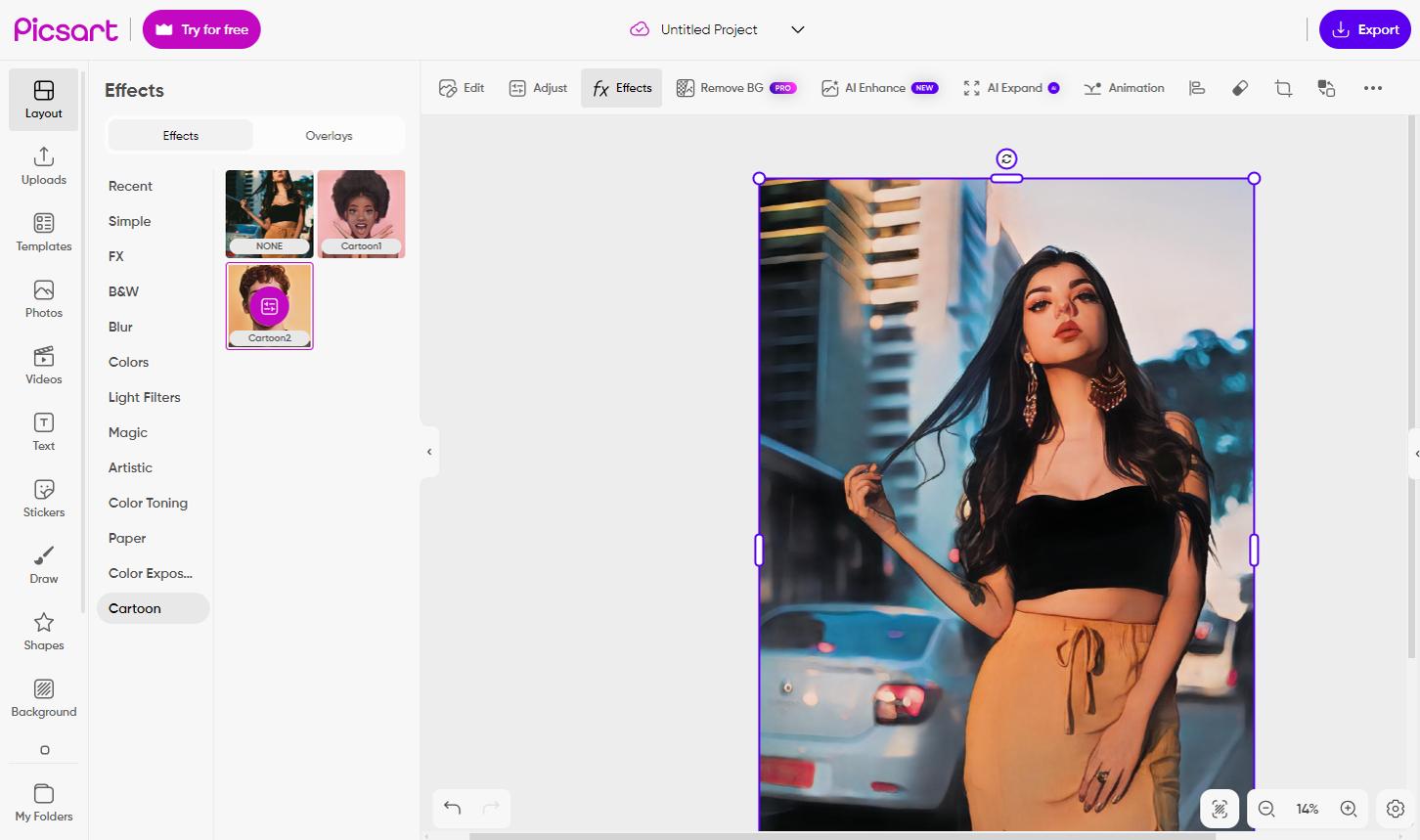 Picsart - dizaines d'effets artistiques prédéfinis