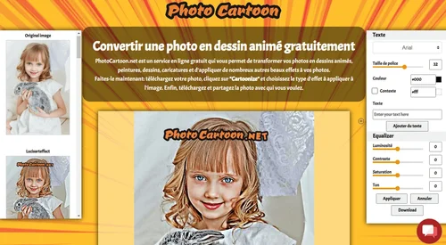 PhotoCartoon.net - Effet Cartoon en ligne pour ajouter du texte par la même occasion