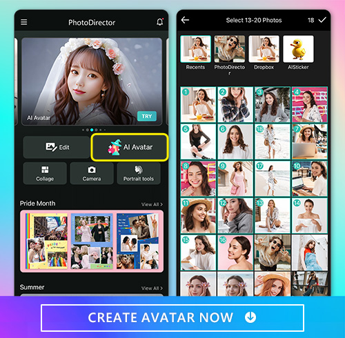 Choose AI avatar from PhotoDirector