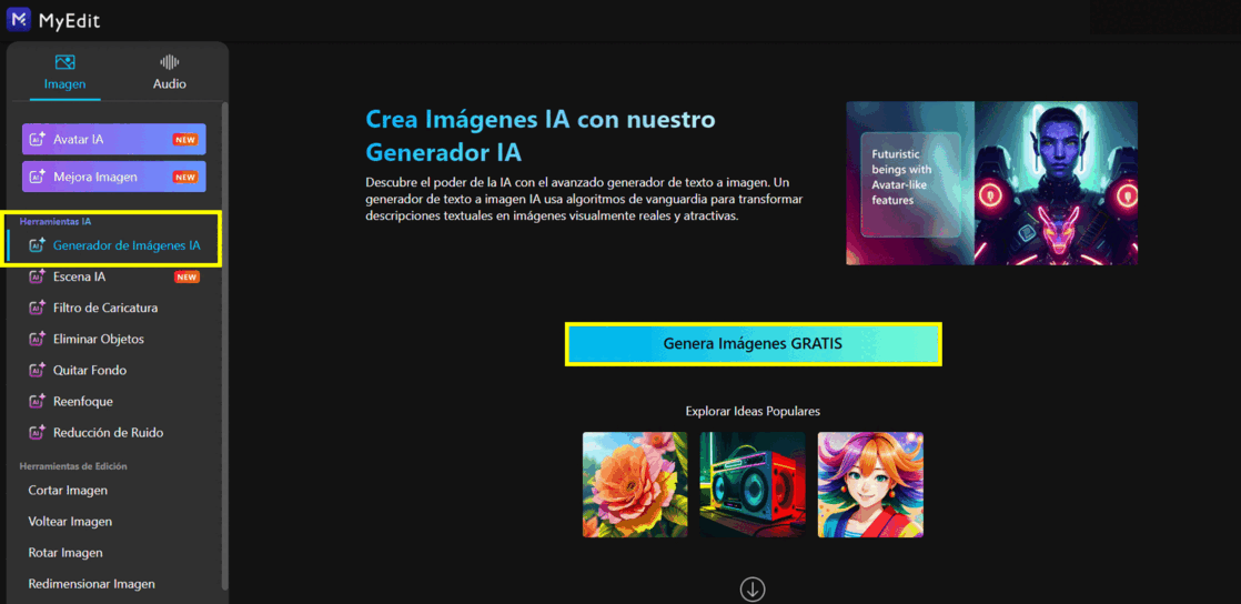 MyEdit - crear imágenes con texto online