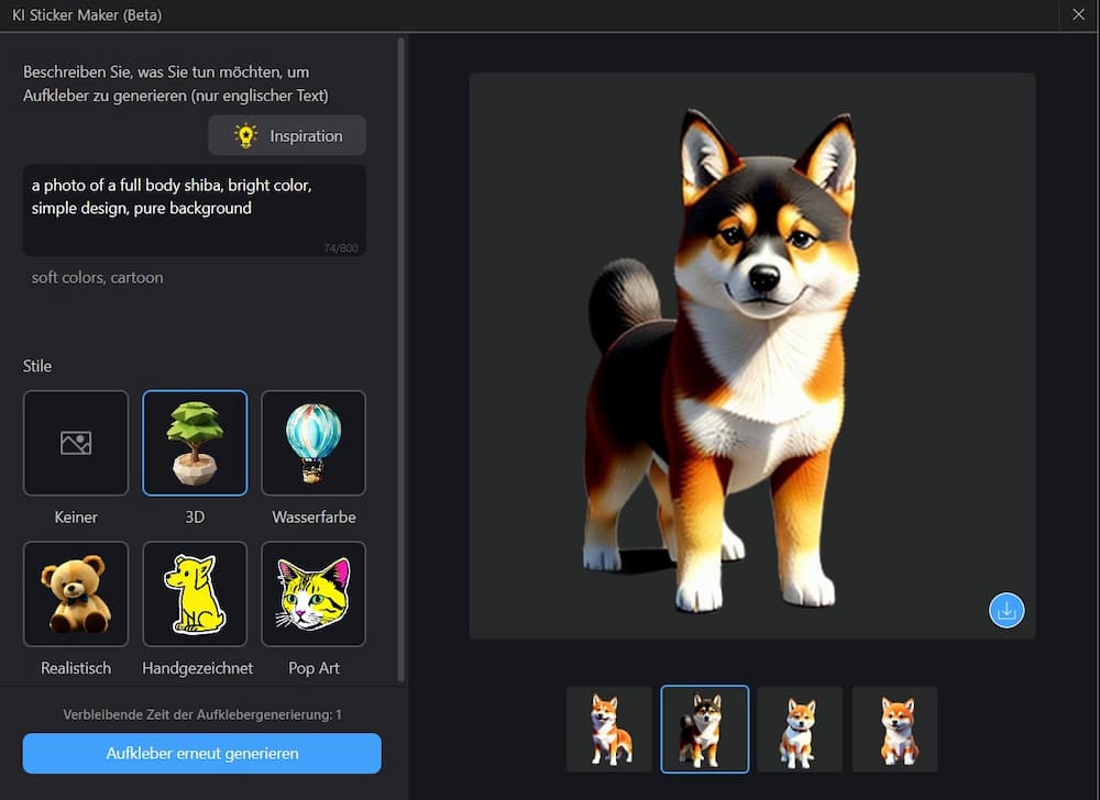 PhotoDirector - KI-Sticker erstellen