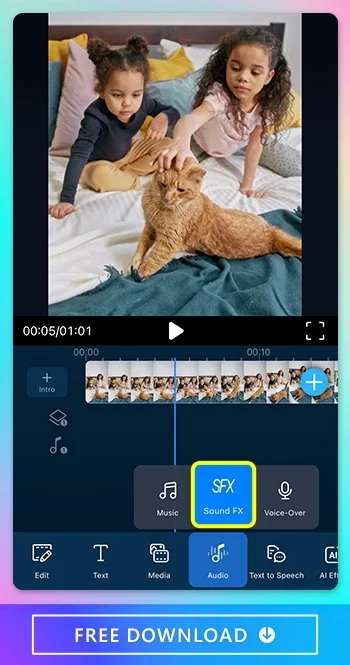 In PowerDirector, navigate to the Audio tab in the toolbar at the bottom of the screen. From there, select Sound FX to access a wide range of sound effect options. Explore the various sound effects available in PowerDirector and choose the perfect one to enhance your video shot. Elevate the audio experience of your videos with PowerDirector's extensive library of sound effects.