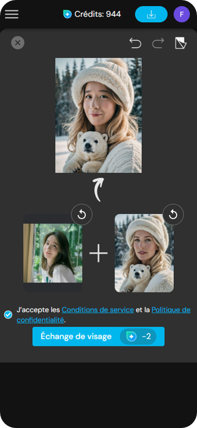 MyEdit -  Meilleure application en ligne pour effectuer un face swap IA