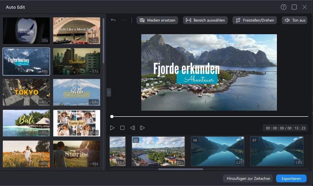 Auto Edit erstellt aus Clips automatisch ein Video mit passenden Highlights, Texten, Übergängen und Musik