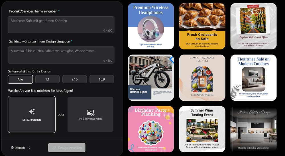 In Promeo lassen sich mit KI aus Textinformationen und Themenvorgaben Designs für Kurzvideos erstellen