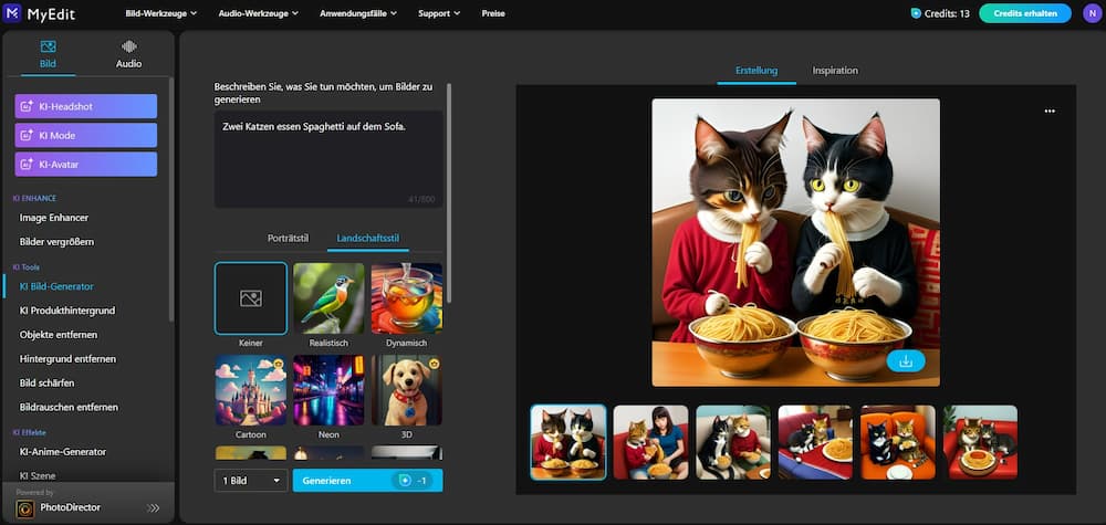 MyEdit - Bester kostenloser Online-Editor mit AI-Bild-Generator