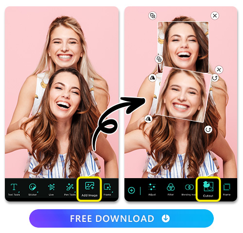 Get started with PhotoDirector's face swap feature by importing your desired photo. If you want to change faces with a friend, import a photo of both of you. Tap Edit to open the photo and then tap Add Image to import two identical photos for the Cut Out feature. With this simple process, you can begin the exciting journey of swapping faces and creating fun and memorable compositions.