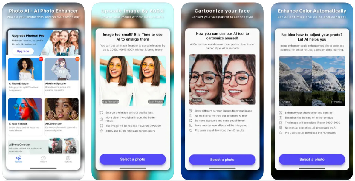 PhotoAI enhance the color of picture quality.