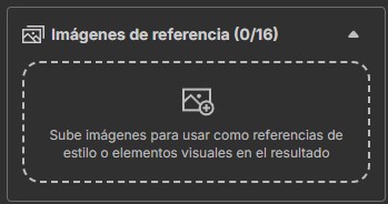 Desplegable de imágenes de referencia de MyEdit vacío, con capacidad para 16 archivos