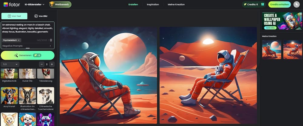 Fotor - KI-Bildgenerator mit zahlreichen Kunstfiltern