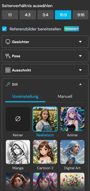 KI-Bilder erstellen - Referenzbilder bereitstellen und Stil auswählen!