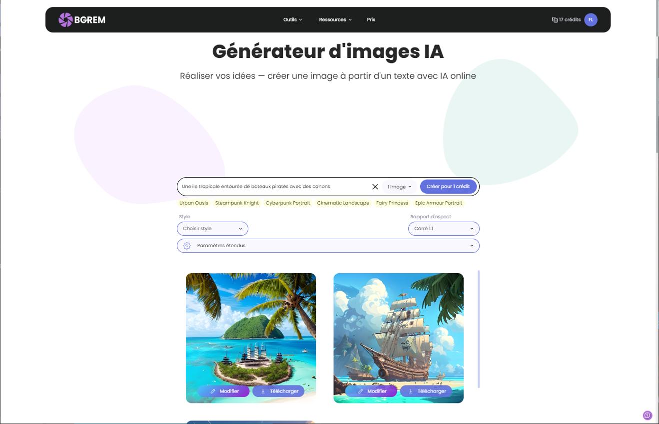 BgRem - Top 17 générateur images IA