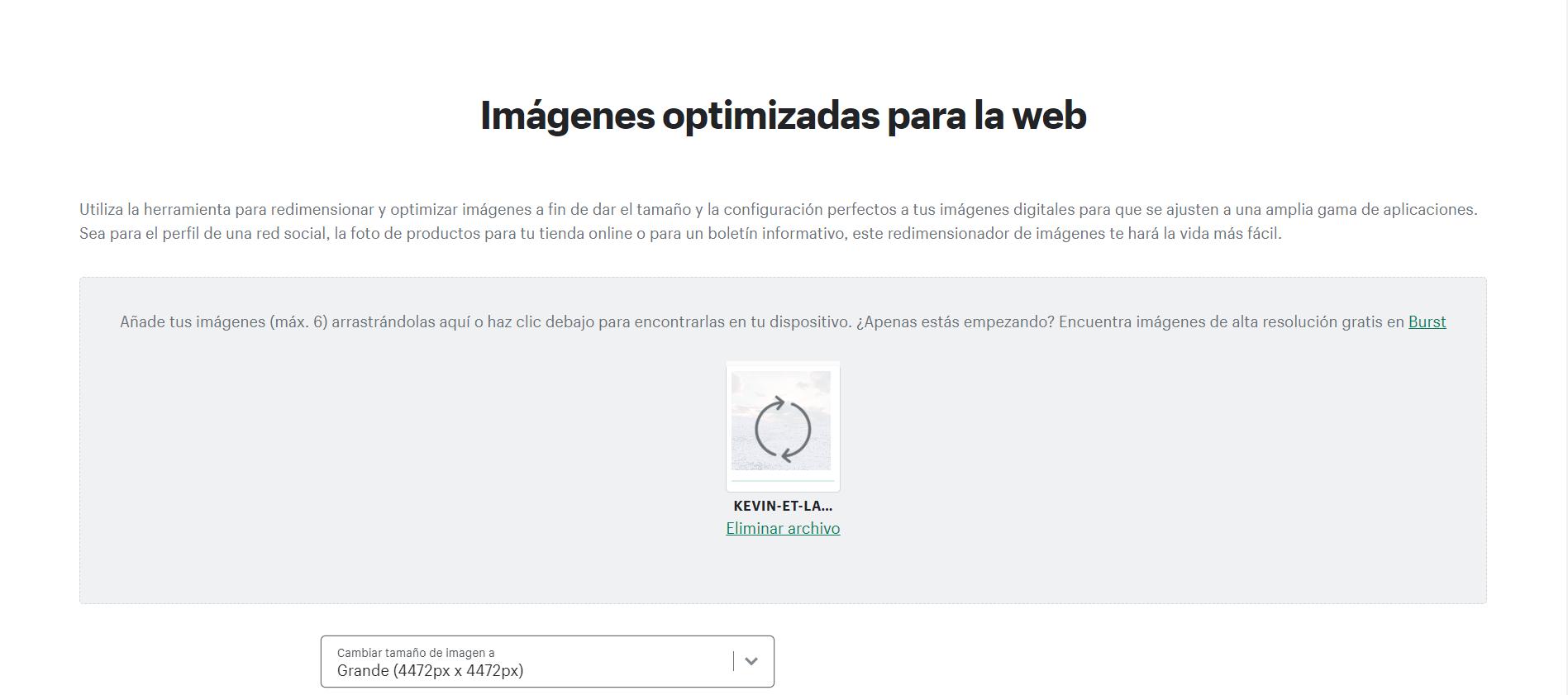 Free Image Resizer by Shopify Interface