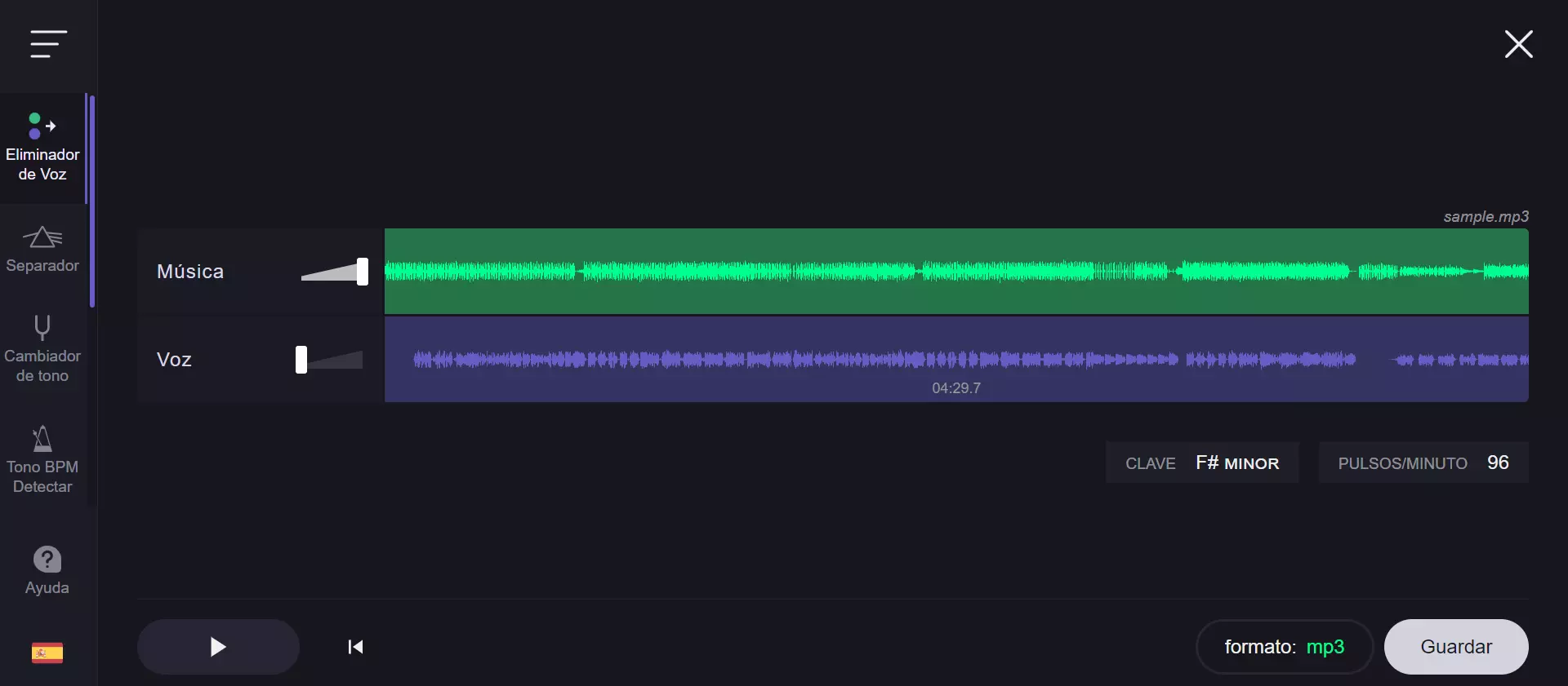 Vocalremover.org - Mejor para quitar música con vocal remover online