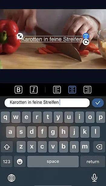 PowerDirector App | Text für das Voiceover eingebenI