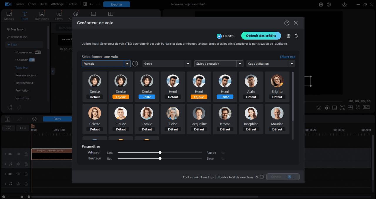 générer une voix depuis un texte sur le logiciel powerdirector
