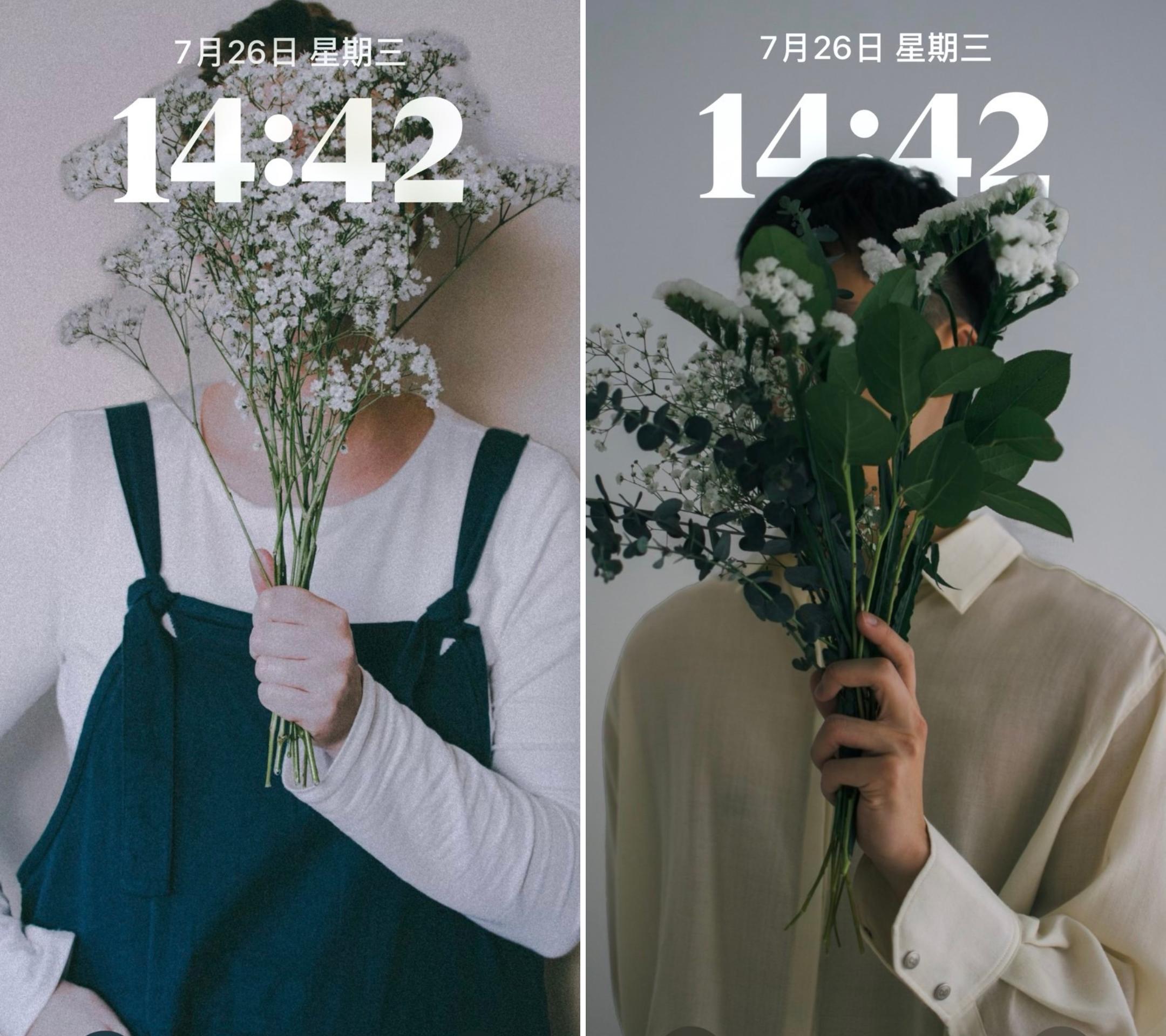 같은 배경/포즈의 커플 배경화면