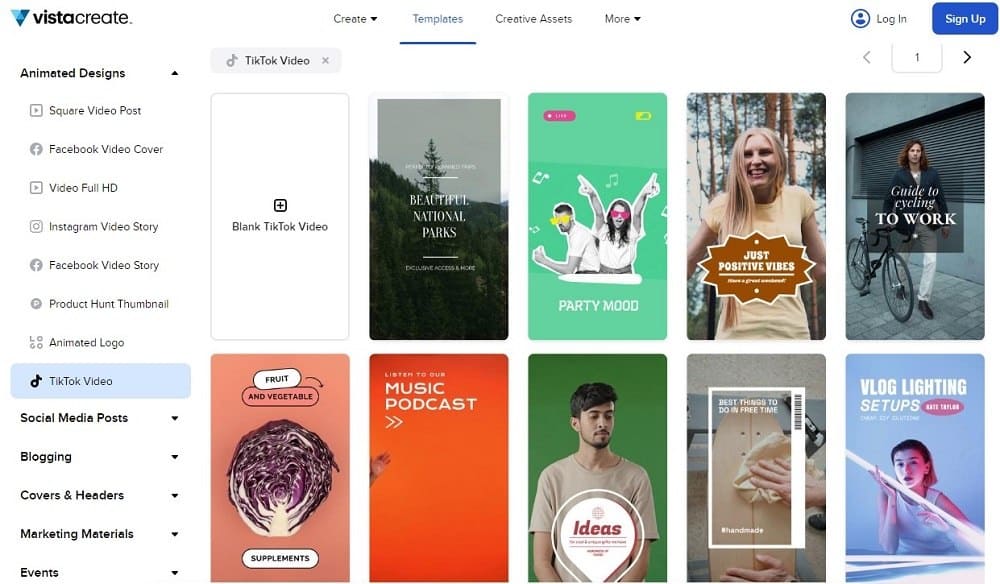 Vistacreate Interface