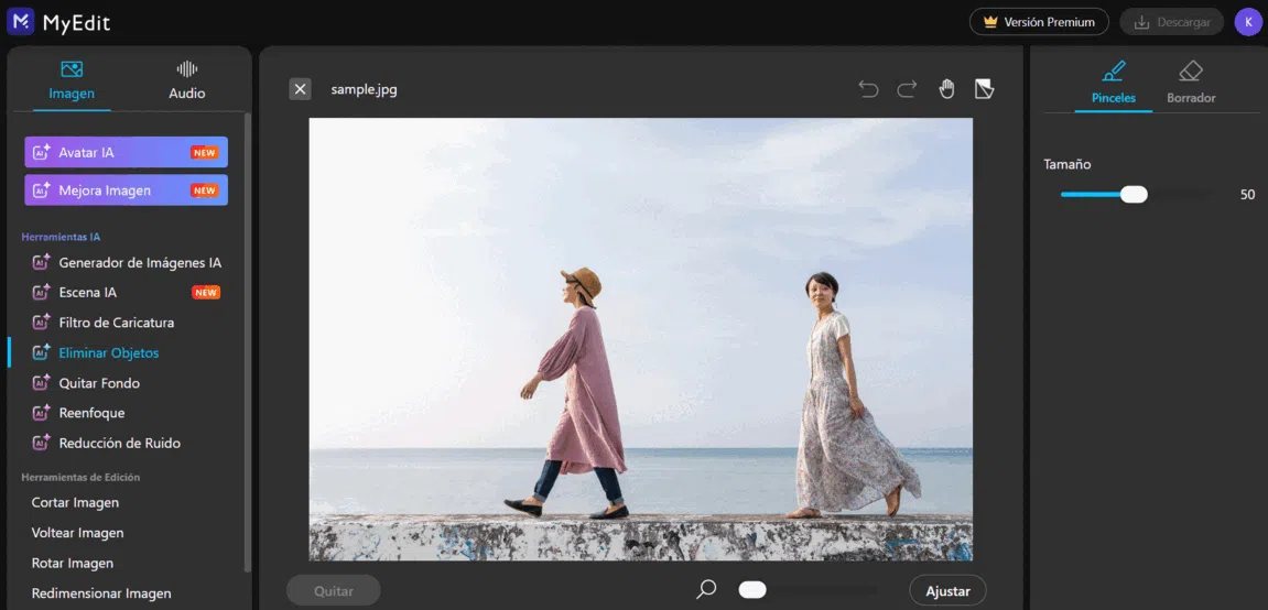 Limpiar fotos online con MyEdit