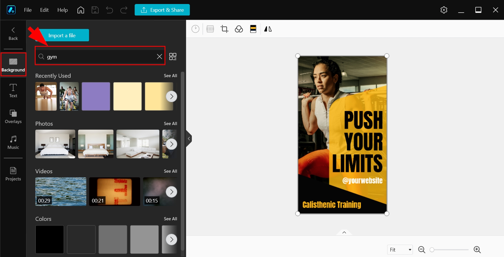 Search for new background image of your gym poster.