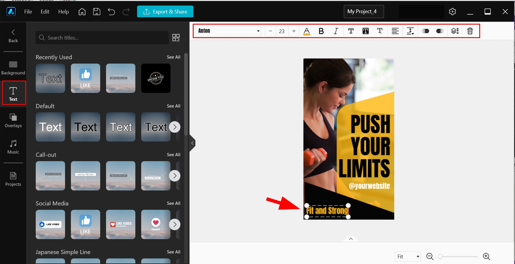 Edit text on your gym poster
