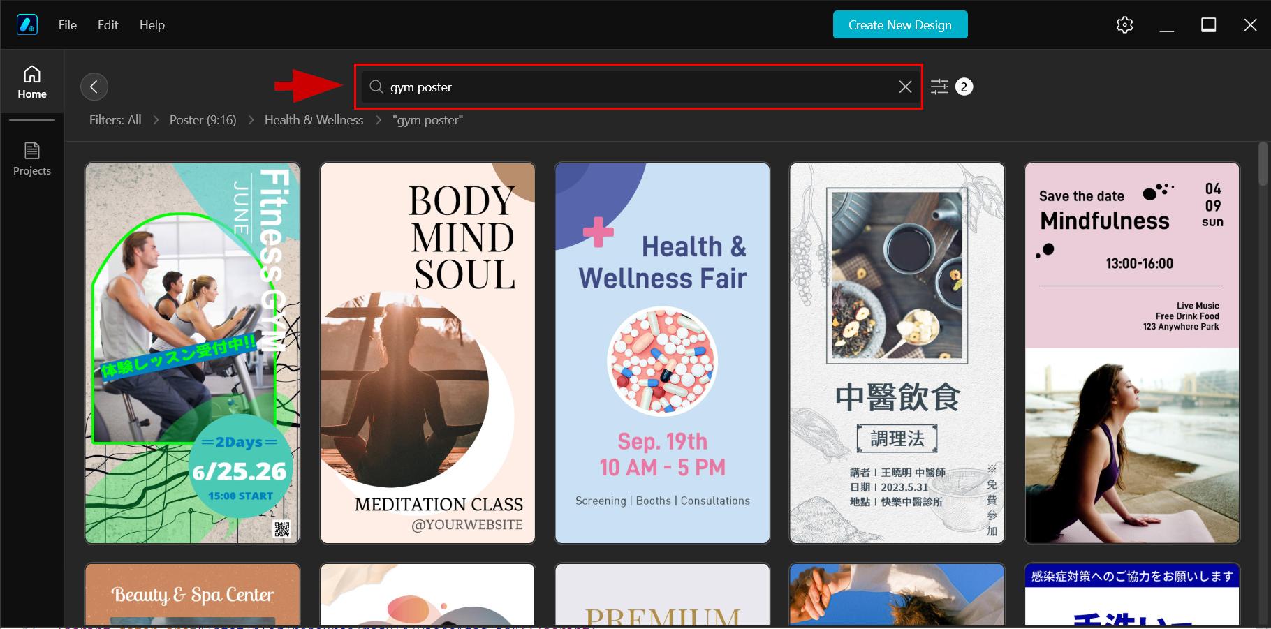 Search by keyword to find a template